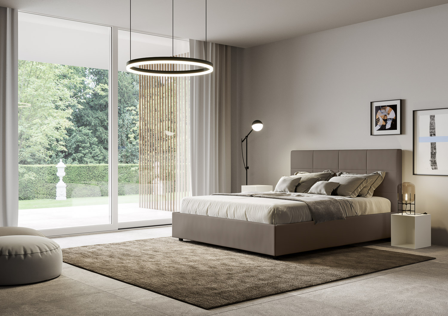 LETTO_MIKA-160_LATERALE_CAPPUCCINO_BASSA